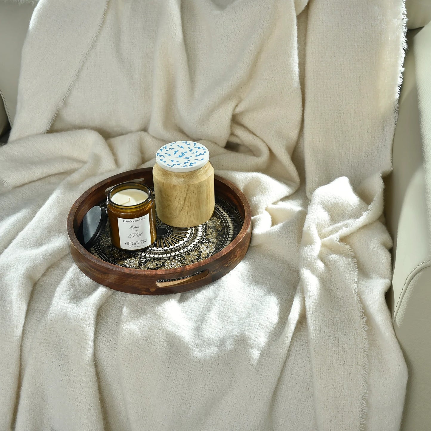 NATURAL KNITTED THROW-25 - S-QS096