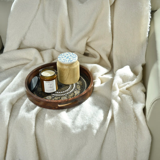 NATURAL KNITTED THROW-25 - S-QS096