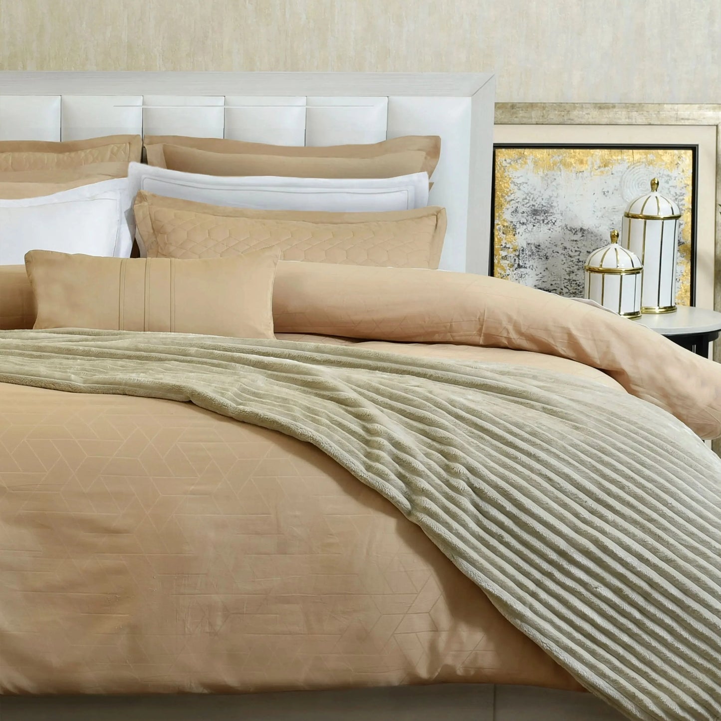 7 PCS DUVET COVER SET BUTTER-25N