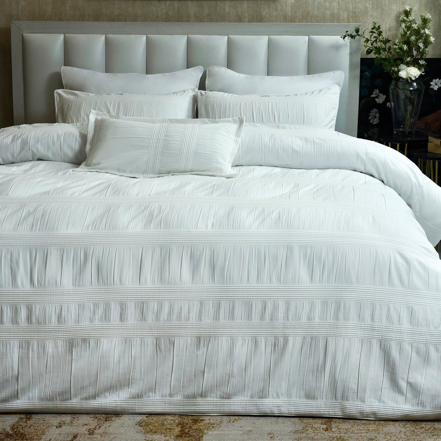 7 PCS DUVET COVER SET POISE WHITE
