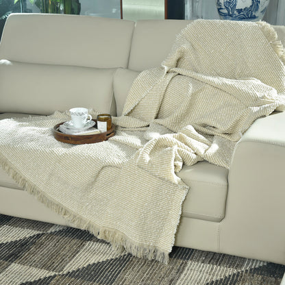 LIGHT TAUPE KNITTED THROW-25 - S-A084