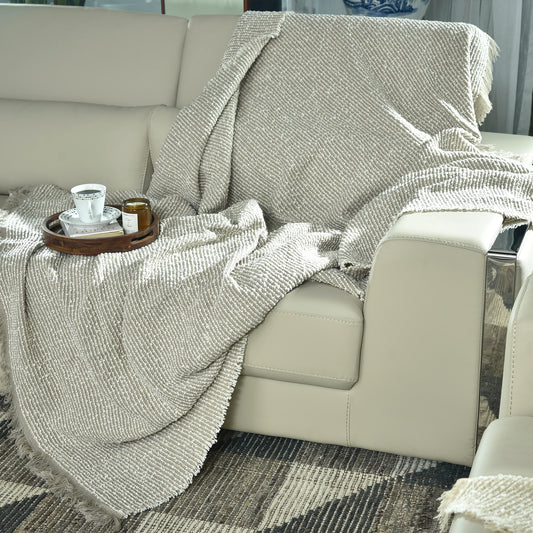 MEDIUM BROWN KNITTED THROW-25 - S-A084