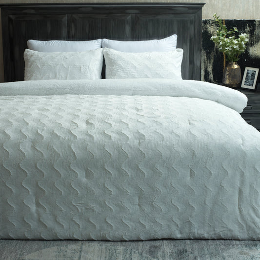 3 PCS RABBIT FUR COMFORTER-26 SET IVORY