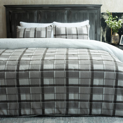 3 PCS PRINT FAUX WOOL FUR COMFORTER-26 SET GREY