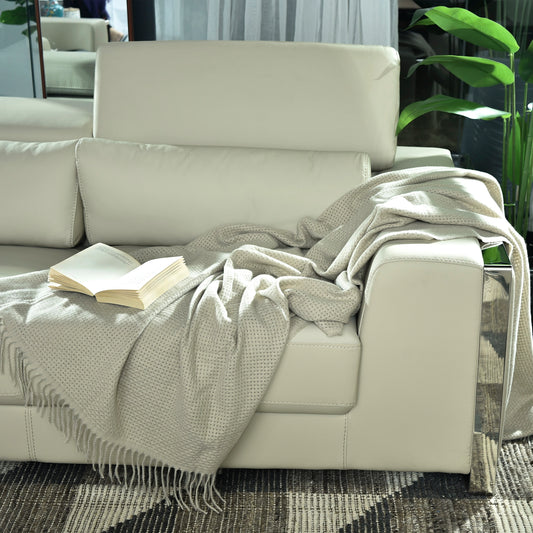 LIGHT BROWN KNITTED THROW-25 - S-QS141