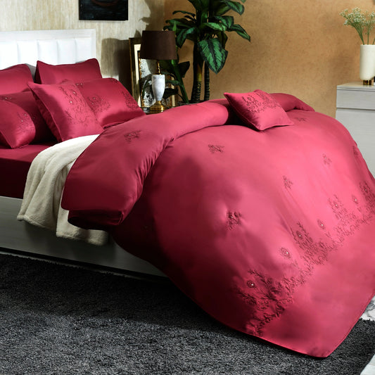 8 PCS COMFORTER SET KING PINK WEAVE
