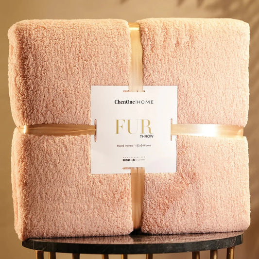 Picture of FUR THROW BLUSH PINK IMP FUR THROW-24 - Chenone Official - Online Shopping