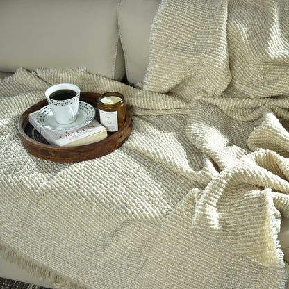 LIGHT TAUPE KNITTED THROW-25 - S-A084