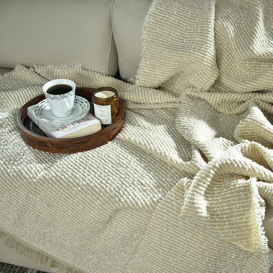 LIGHT TAUPE KNITTED THROW-25 - S-A084