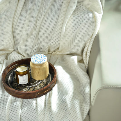 LIGHT BEIGE KNITTED THROW-25 - S-QS141