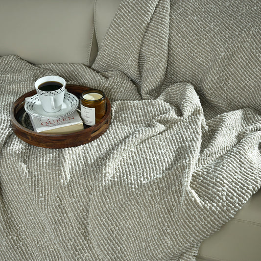 MEDIUM BROWN KNITTED THROW-25 - S-A084