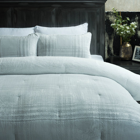 3 PCS CARVING FLANNEL COMFORTER-26 SET GREY
