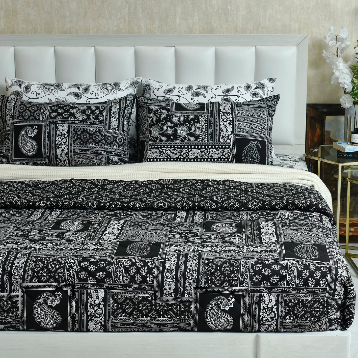 3 PCS BED SPREAD DOUBLE BLOCK PRINT-26-SL