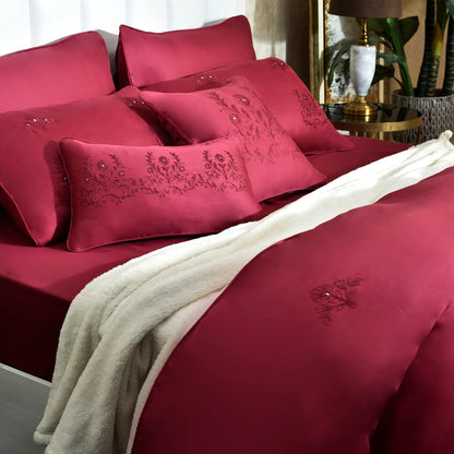 8 PCS COMFORTER SET KING PINK WEAVE