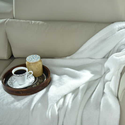WHITE KNITTED THROW-25 - S-QS096