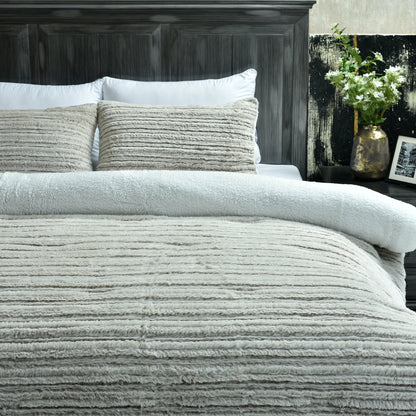 3 PCS BRUSHING RABBIT FUR COMFORTER-26 SET TAN