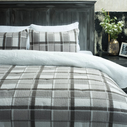3 PCS PRINT FAUX WOOL FUR COMFORTER-26 SET GREY