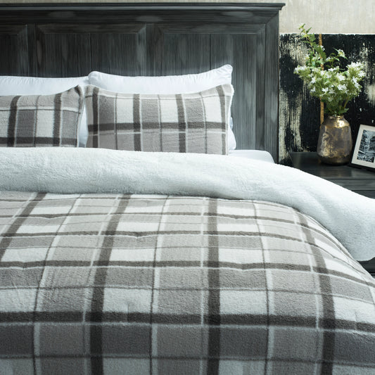 3 PCS PRINT FAUX WOOL FUR COMFORTER-26 SET GREY
