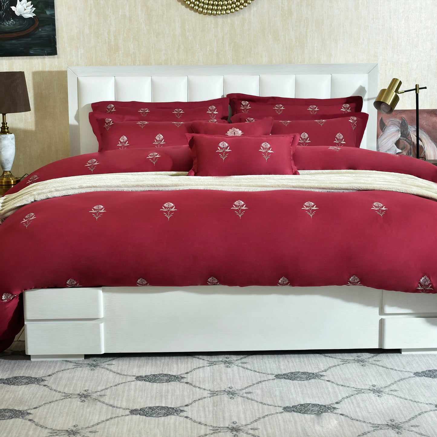 8 PCS COMFORTER SET KING PINK FOLD