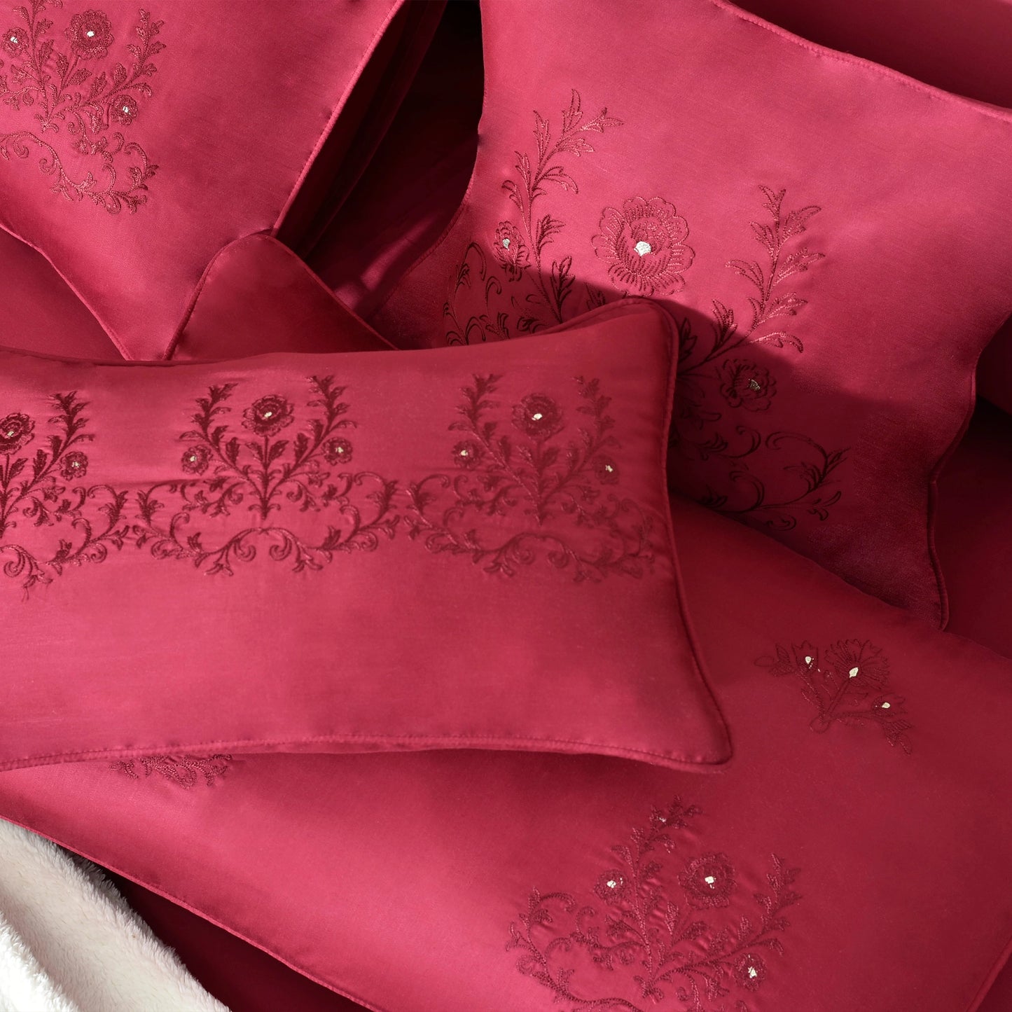 8 PCS COMFORTER SET KING PINK WEAVE